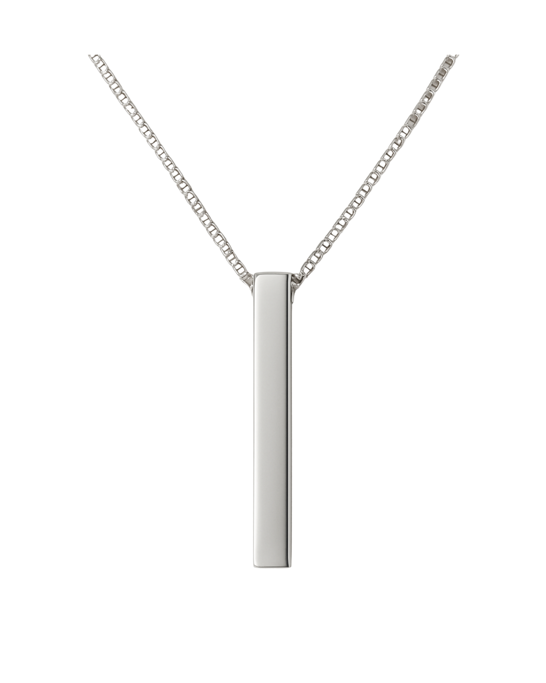 Collar Plateado Con Barra Rectangular