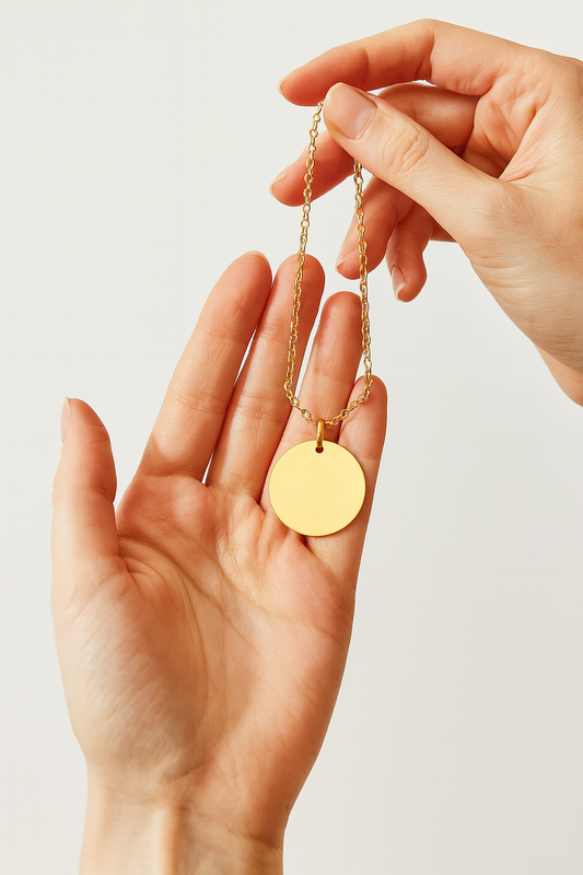 Collar Dorado Con Dije De Disco Personalizable