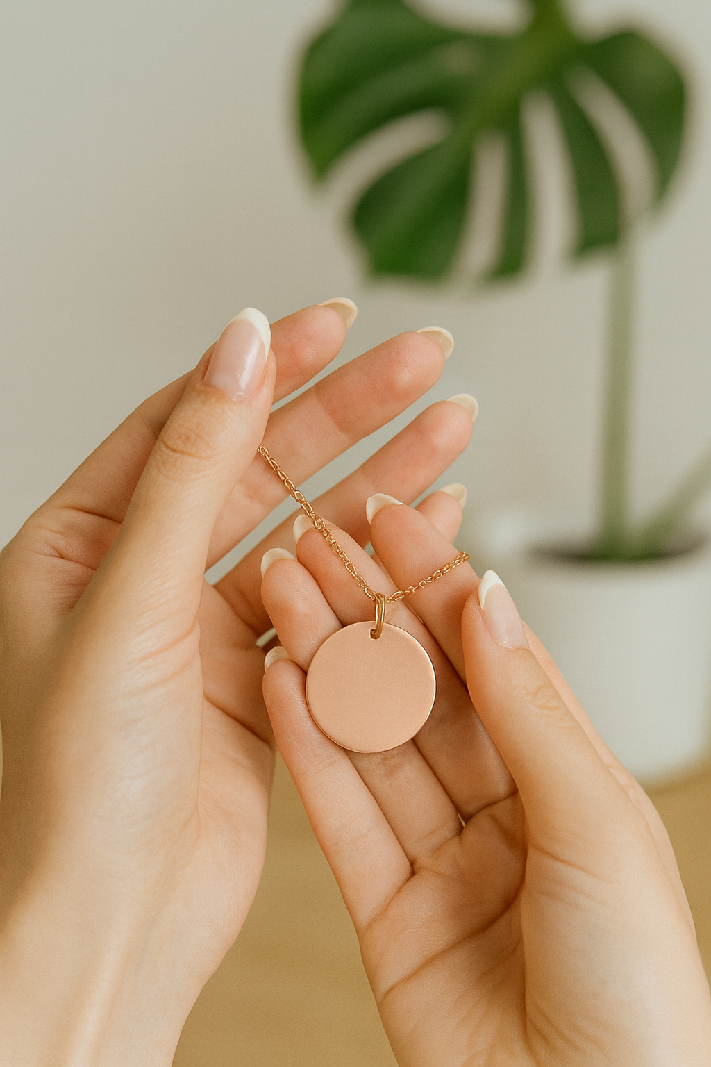 Collar Oro Rosado Con Dije De Disco Personalizable