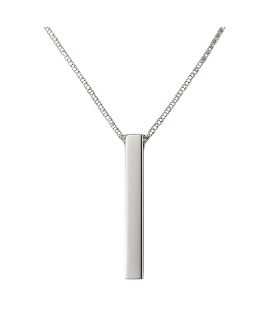 Collar Plateado Con Barra Rectangular