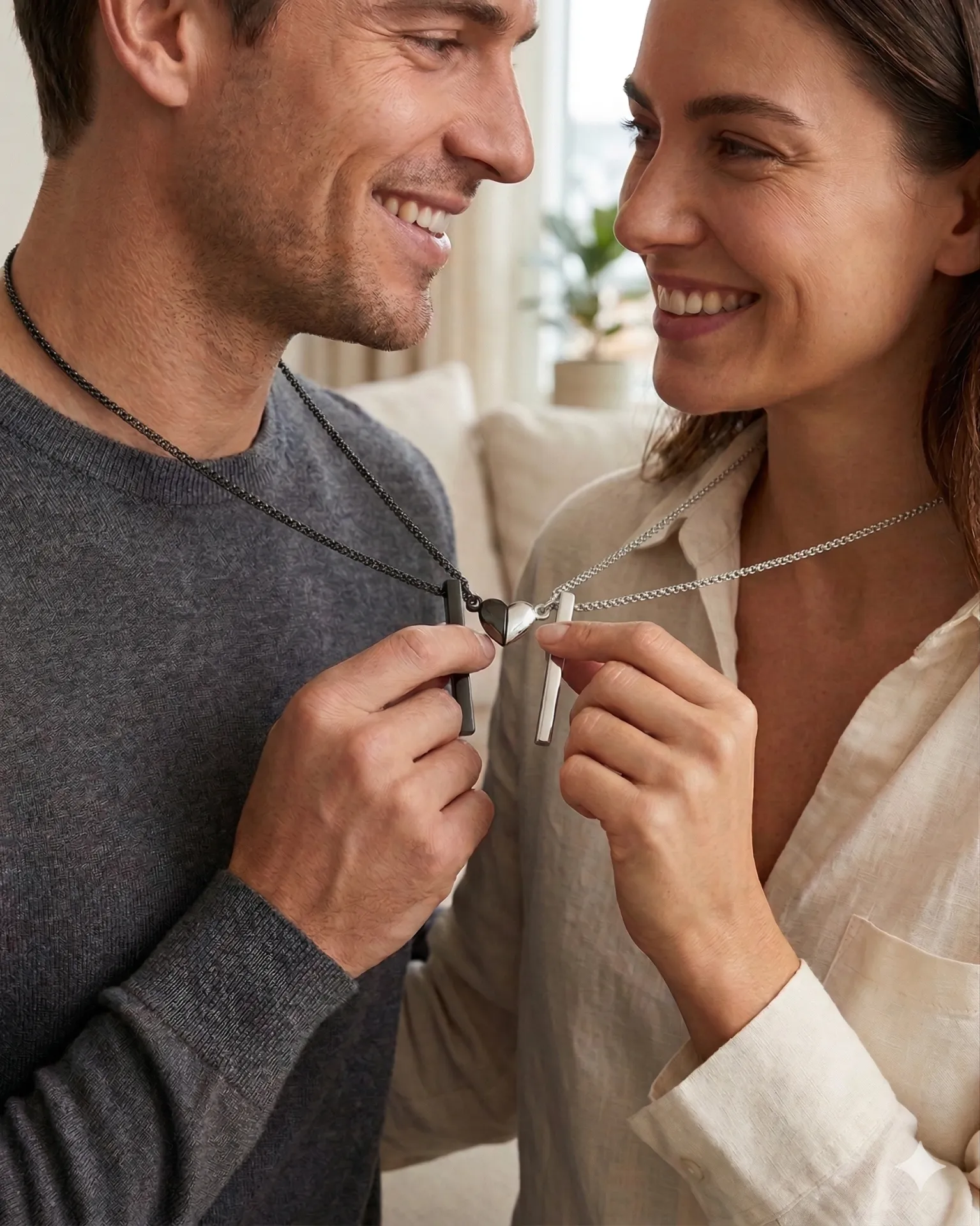 Collar Corazon Barra Plata Y Negro